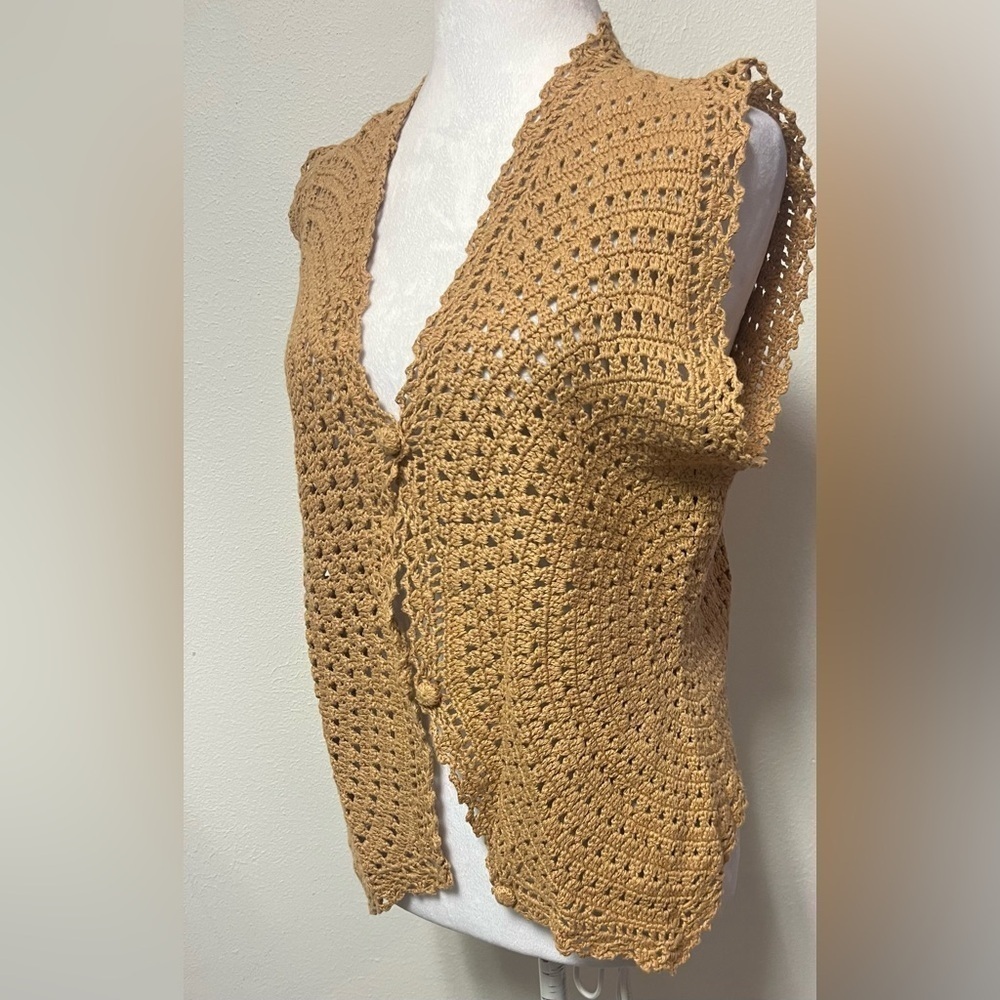 Vintage Boho The Limited Hand Knit Crochet Cardigan With Knitted Buttons
Medium